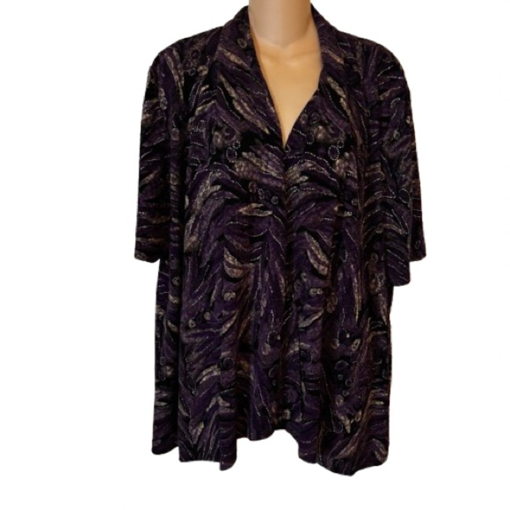 Additions by Chico’s Purple‎ Print Top Sz 3
